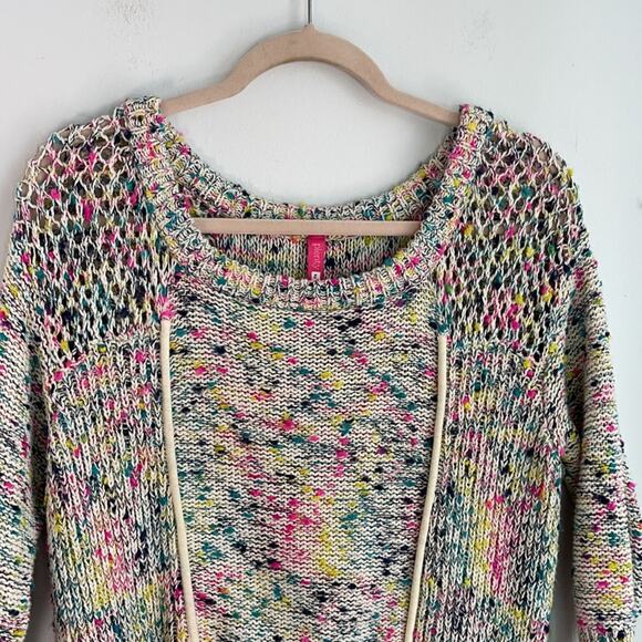 Plenty by Tracy Reese Rainbow Confetti slub scoop neck  3/4 sleeve sweater sz S - Picture 3 of 8